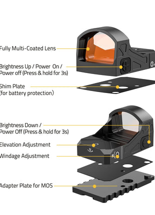 Conponents - CVLIFE WolfCloak X01 Motion Awake Red Dot Sight