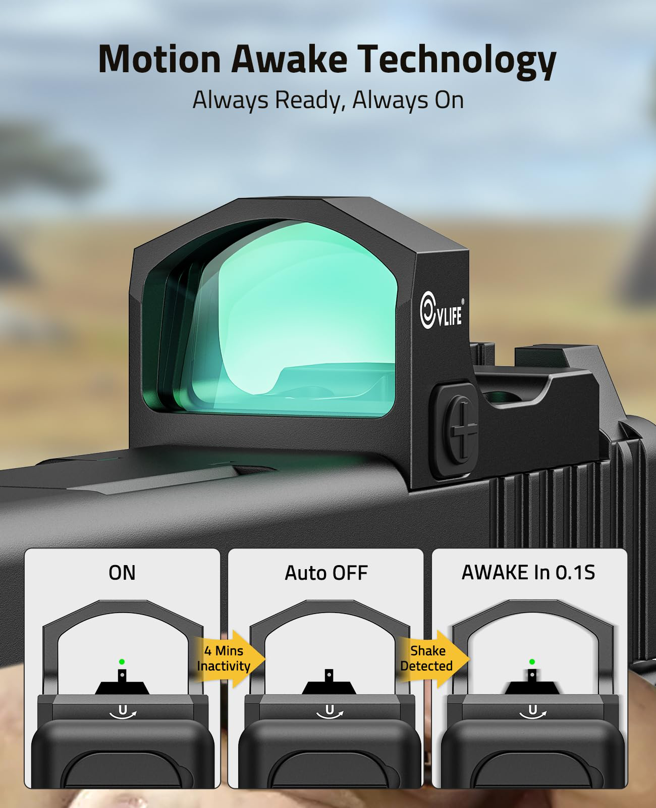 CVLIFE WolfCloak X04 Bewegungsaktiviertes Grüner Punkt-Visier für RMR, image size:1300x1600