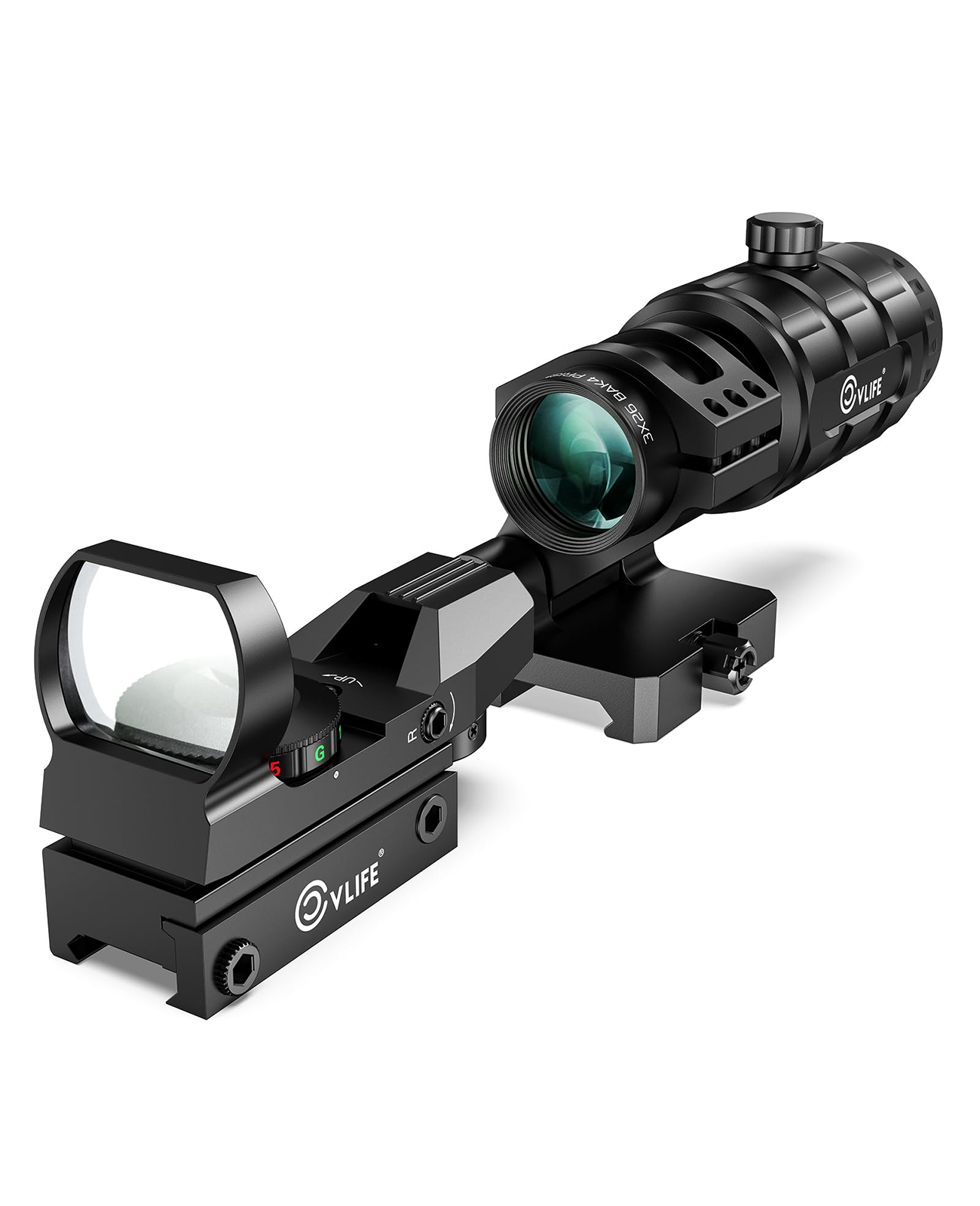 CVLIFE WolfCovert 1X22X33 Red Green Dot Sight and 3X Magnifier Combo