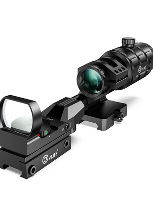 CVLIFE WolfCovert 1X22X33 Red Green Dot Sight and 3X Magnifier Combo