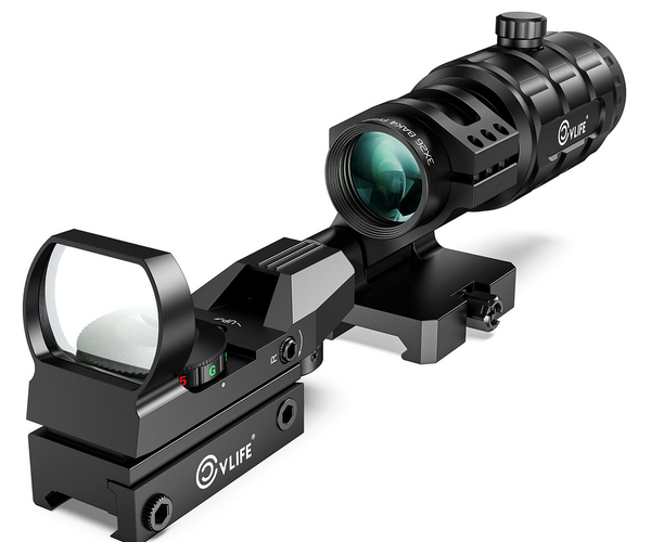 CVLIFE WolfCovert 1X22X33 Red Green Dot Sight and 3X Magnifier Combo