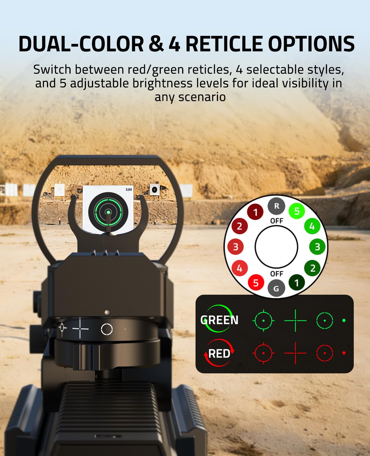 CVLIFE WolfCovert 1X22X33 Red Green Dot Sight and 3X Magnifier Combo