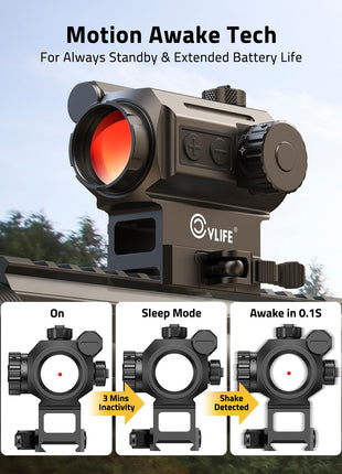 Motion awake tech - CVLIFE WolfProwl 1X25mm Auto-Brightness Red Dot Sight