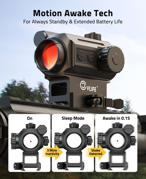 Motion awake tech - CVLIFE WolfProwl 1X25mm Auto-Brightness Red Dot Sight