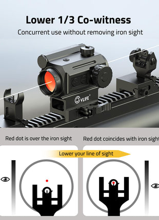 Lower 1/3 co-witness - CVLIFE WolfProwl 1X25mm Auto-Brightness Red Dot Sight