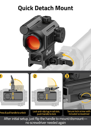 Quick detach mount - CVLIFE WolfProwl 1X25mm Auto-Brightness Red Dot Sight
