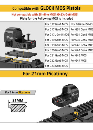 compatibility - CVLIFE WolfProwl Motion Awake 2 MOA Green Dot Sight with Adapter