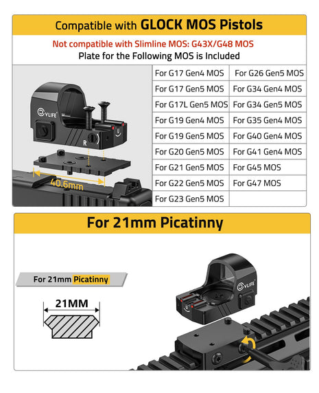compatibility - CVLIFE WolfProwl Motion Awake 2 MOA Green Dot Sight with Adapter