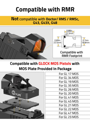 CVLIFE WolfProwl S03 Motion Awake Red Dot is comatible with RMR