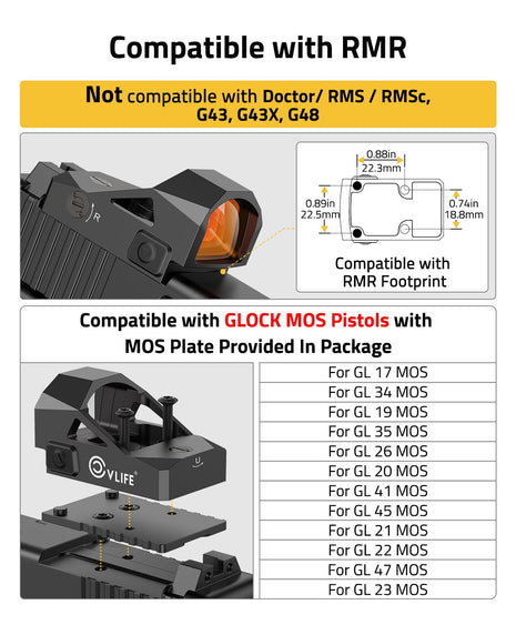 CVLIFE WolfProwl S03 Motion Awake Red Dot is comatible with RMR