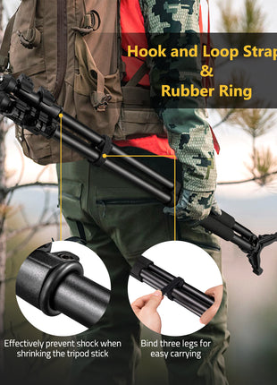 Cvlife Shooting Tripods for Rifles with Hook and Loop Strap & Rubber Ring