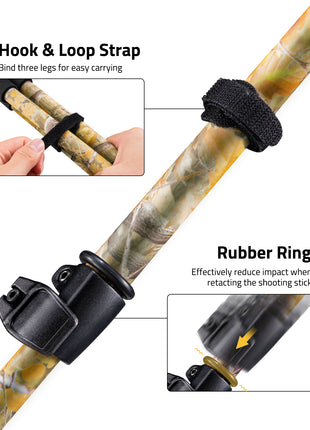 Cvlife Shooting Tripods for Rifles with Hoolk and Loop Strap and Rubber Ring