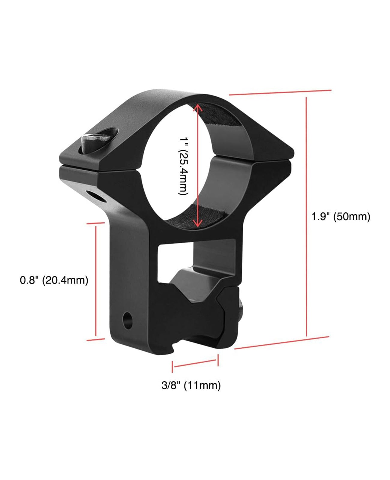 thumbnail image 2 of Tinhofire 2PCS High Profile 25.4mm 1inch Scope Rings Dovetail Weaver Rail Mount 2 of 9