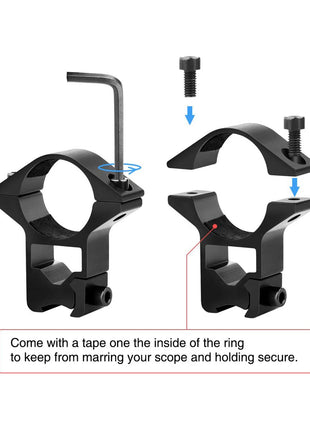 1 inch scope rings mounts come with tape to prevent sliding