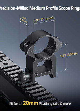 Precision-milled Medium Profile Scope Rings