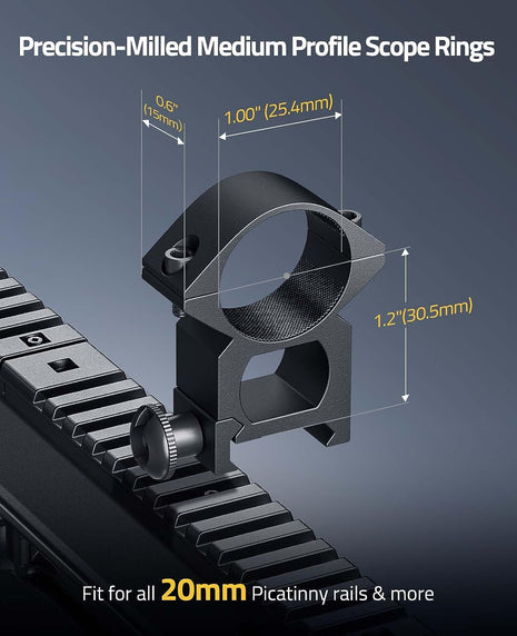 Precision-milled Medium Profile Scope Rings
