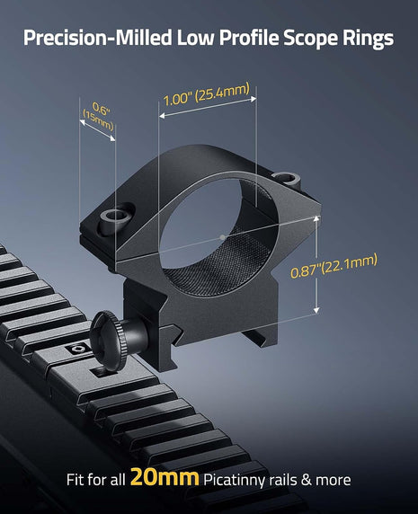 Low Profile Scope Rings for Picatinny Rails