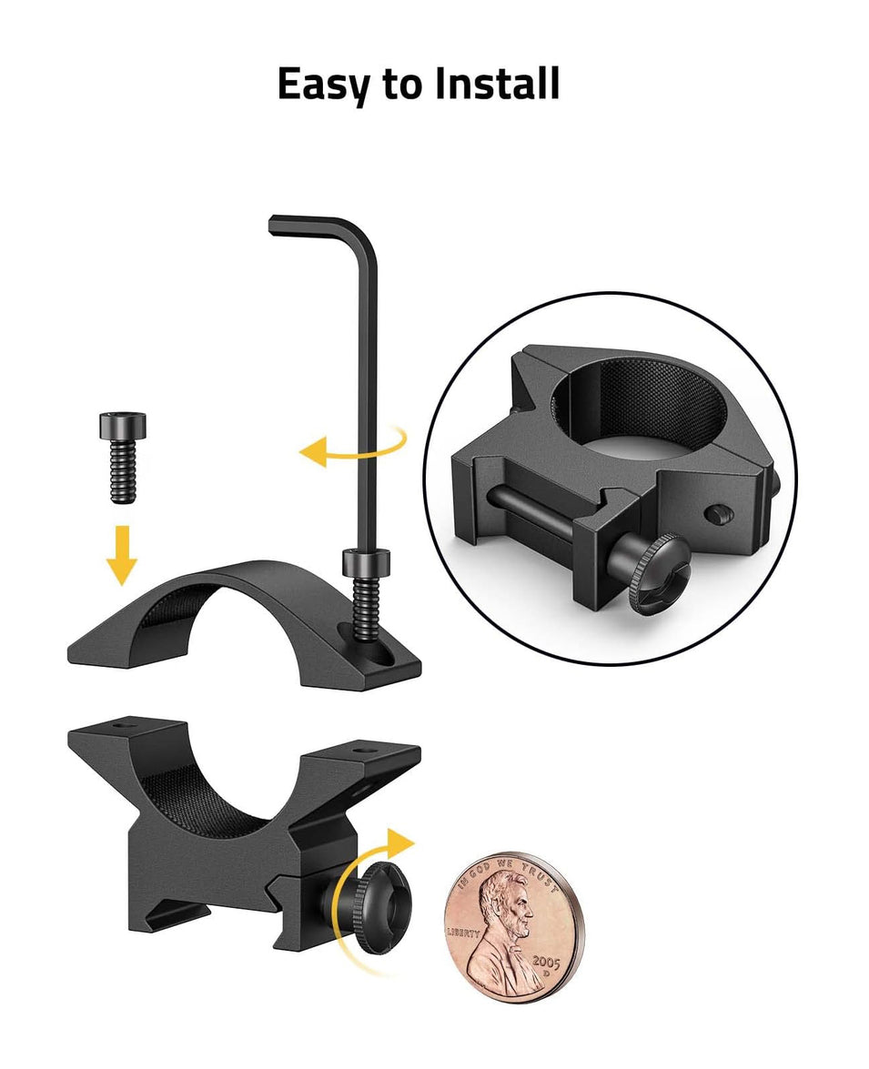 Precision 1-Inch Scope Rings – 2-Piece Picatinny Mount, Matte Black Aluminum