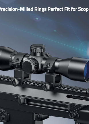 Precision-milled Scope Rings for 20mm Picatinny Rail Rifle Scopes