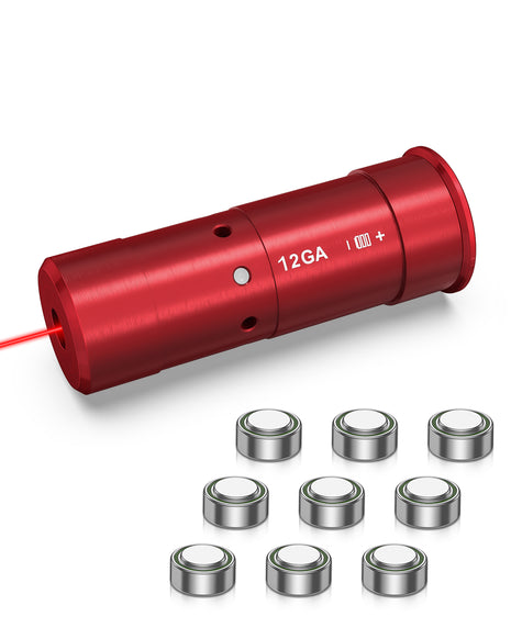 CVLIFE 12 Gauge Bore Sight Laser Red Dot Boresighter with 3 Sets of Batteries