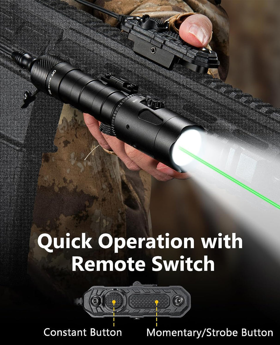 CVLIFE 1680 Lumens Laser Light Combo Tactical Flashlight for Picatinny