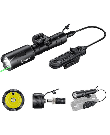 CVLIFE 1680 Lumens Laser Light Combo Tactical Flashlight for Picatinny Rail Mount