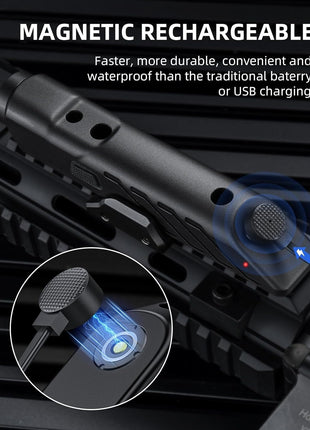 Tactical Flashlight with Laser Support Magnetic Recharging