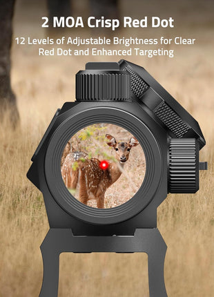 2 MOA Crisp Red Dot Sight with 12 Level Adjustable Brightness