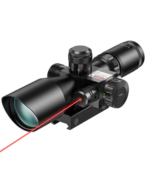 CVLIFE 2.5-10x40 Mil-dot Tactical Rifle Scope with Red Laser Combo