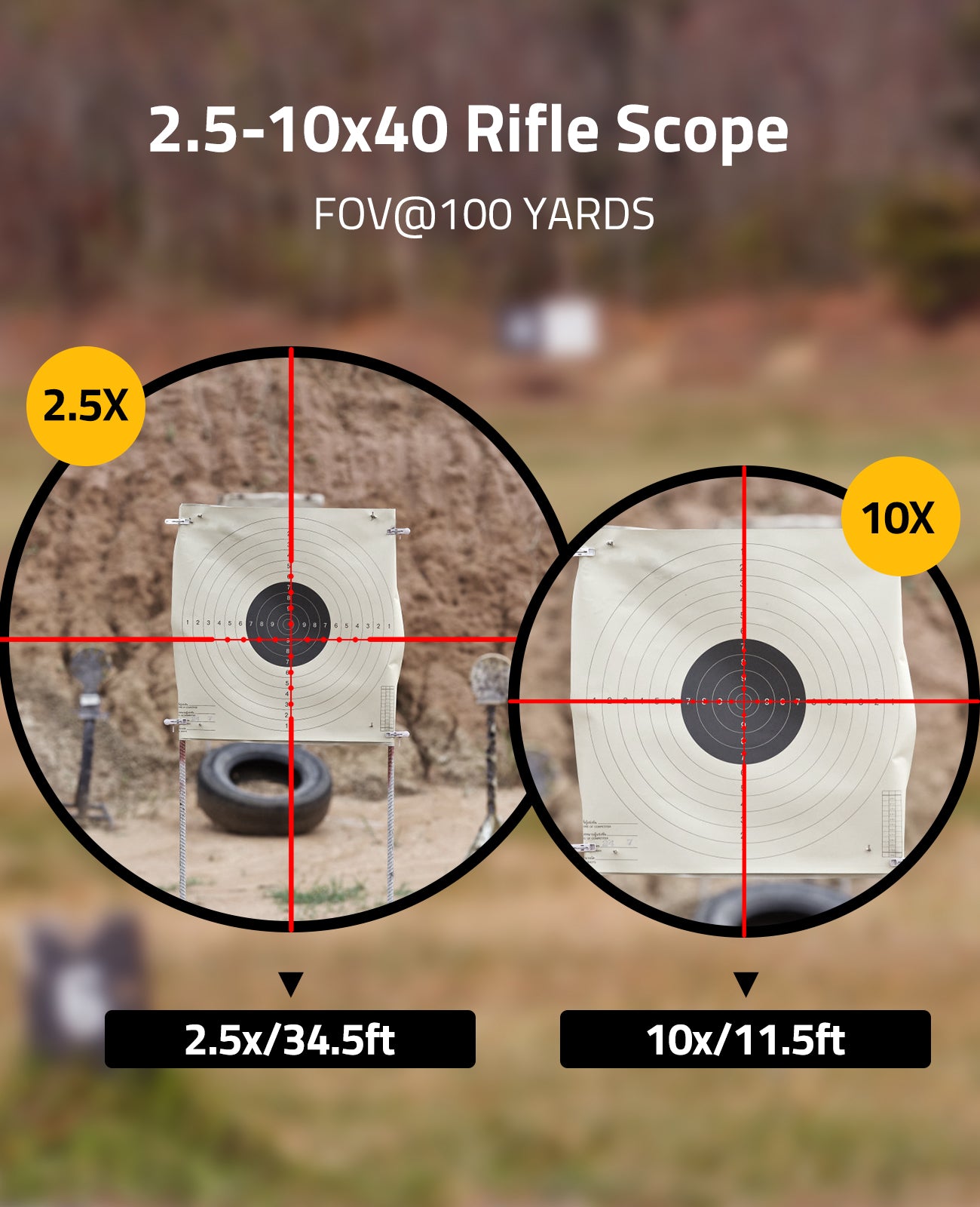 thumbnail image 2 of 2.5-10x40 Rifle Scope With Red/Green Mil-Dot Illumination & Red Laser – Picatinny Mount 2 of 6