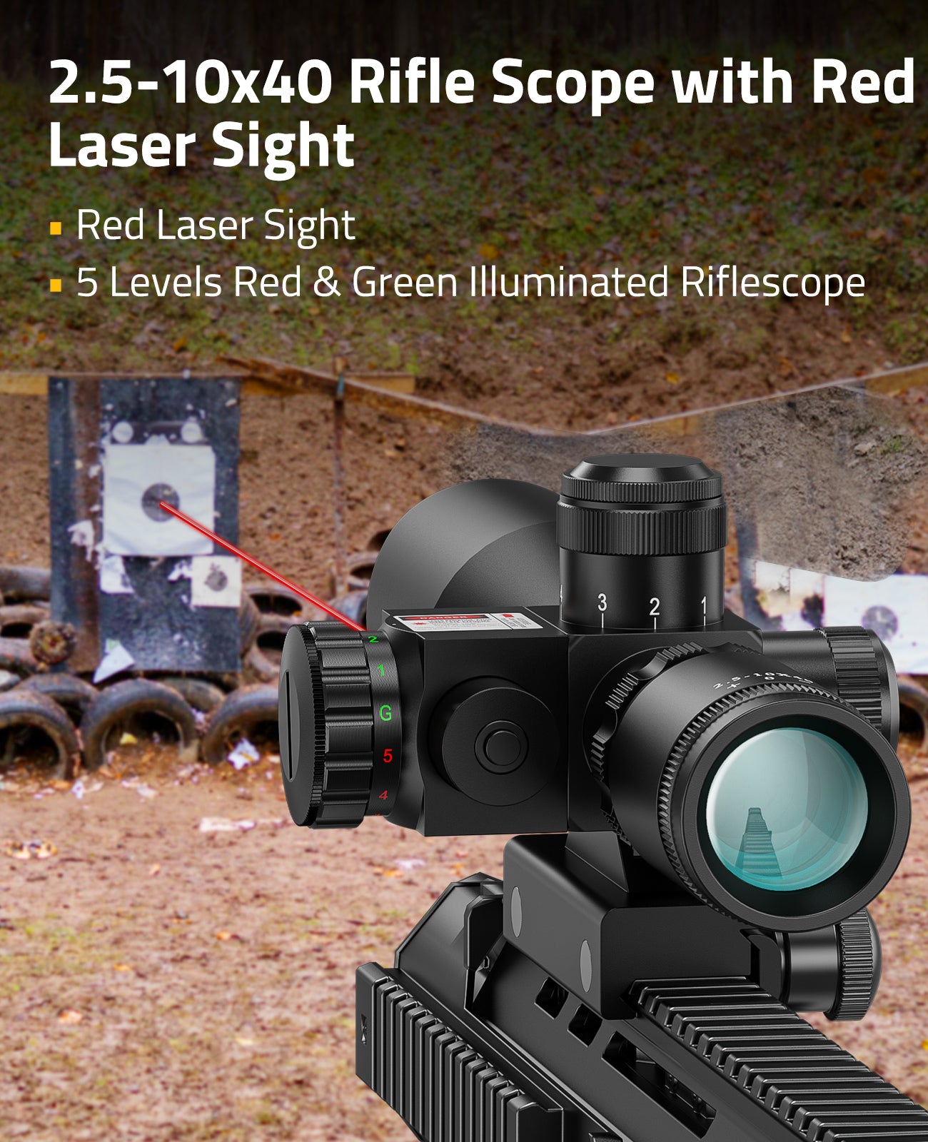 2.5-10x40 Rifle Scope Dual Illuminated Mil-dot W/Green Laser with 2.5-10x40 Rifle Scope Dual Illuminated Mil-dot W/Green Laser with