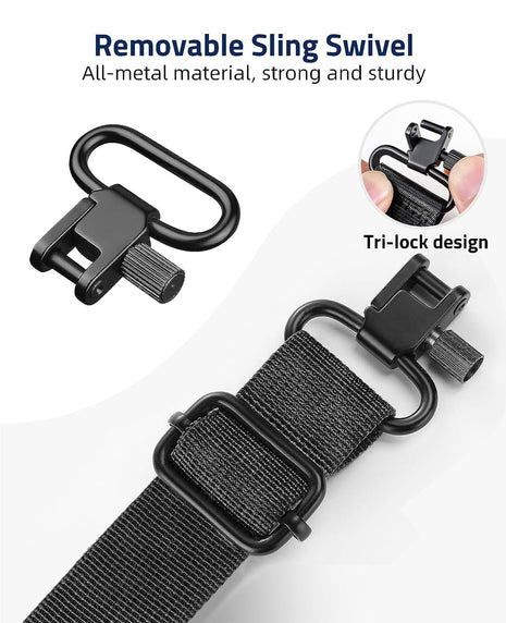 Durable 2 Point Rifle Sling with Tri-lock Design Removable Sling Swivel