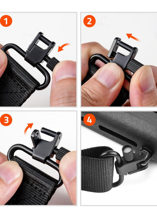 How to use the tri-lock design sling swivels for 2 point sling?