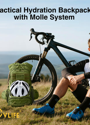 CVLIFE 22L Hydration Hiking Backpack featuring tactical hydration backpack with molle system in green