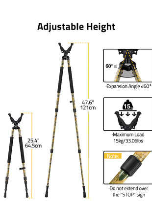 Camo Hunting Bipod with Adjustable Height