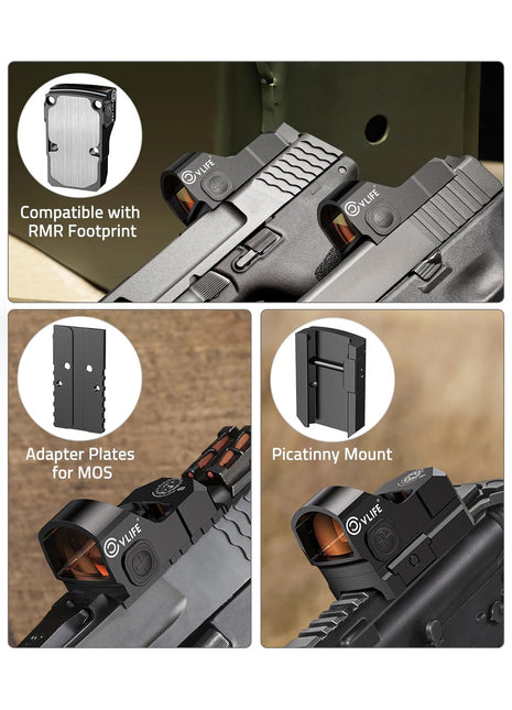 2MOA Mini Red Dot Sight Compatible with RMR and Come with MOS Adapter Plate and Picatinny Mount
