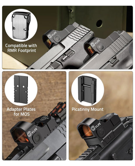 2MOA Red Dot Sight Compatible with RMR and Come with MOS Adapter Plate and Picatinny Mount