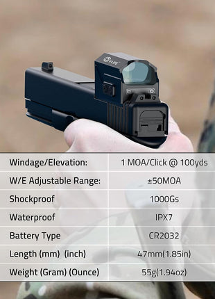 2MOA Red Dot Sight Specifications