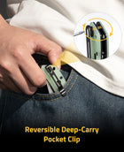 CVLIFE 3 26 VG10 Damascus Folding Pocket Knife featuring reversible deep-carry pocket clip in natural