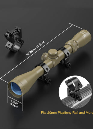 Flat Dark Earth Rifle Scope Fits 20mm Picatinny Rail
