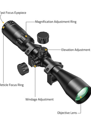 The structure details of 3-9x40 mil-dot rifle scope