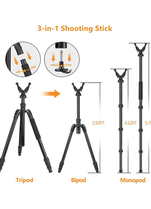 3-in-1 Shooting Stick Tripod & Bipod & Monopod