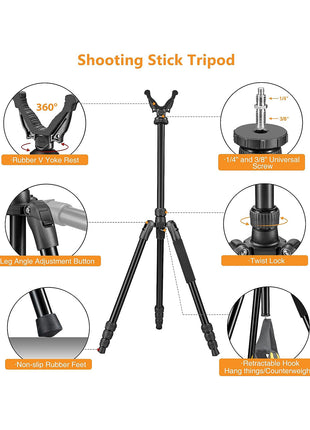 Shooting Stick Tripod with Rubber V Yoke Rest