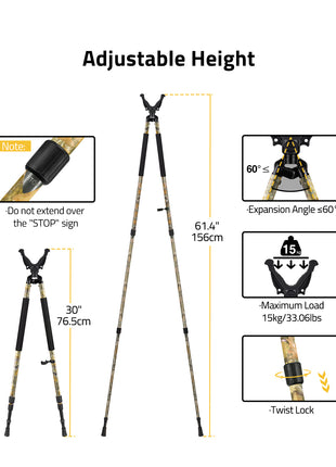 Adjustable Height Shooting Rests Hunting Bipod