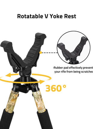 Hunting Bipod with Rotatable V Yoke Rest