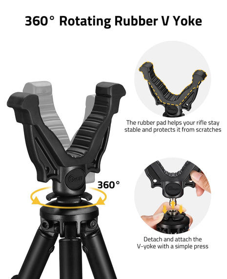 CVLIFE 360 Precision Tripod featuring the rubber pad helps your rifle stay