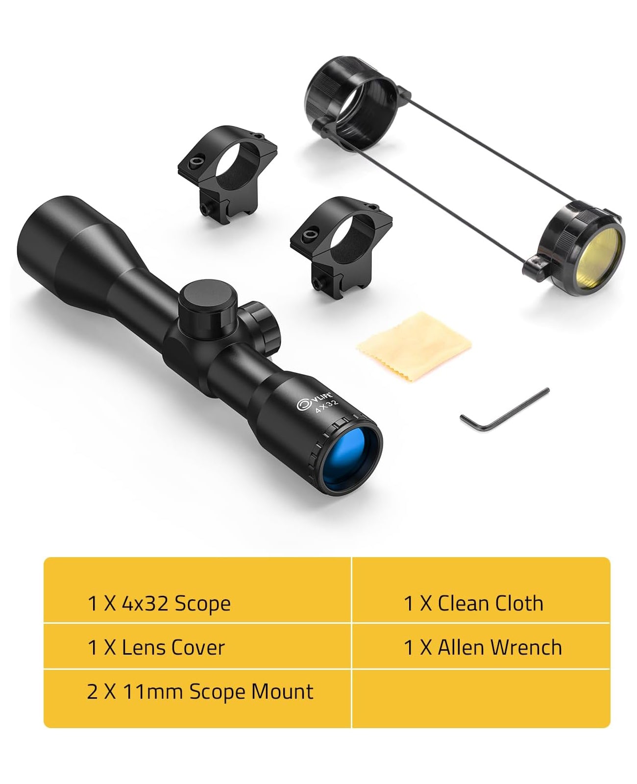 CVLIFE FoxSpook 4x32 Compact Rifle Scope Crosshair Optics Hunting Scop