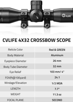 CVLIFE 4x32 Crossbow Scope Specification