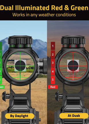 Dual Illuminated Red & Green Rifle Scope for Hunting