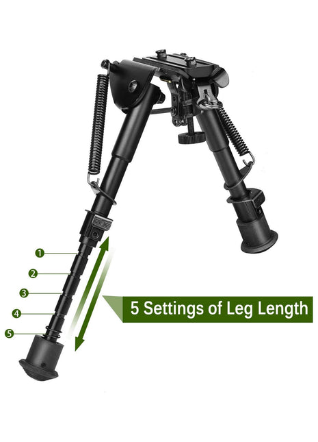 5 Settings of Leg Length Rifle Bipod